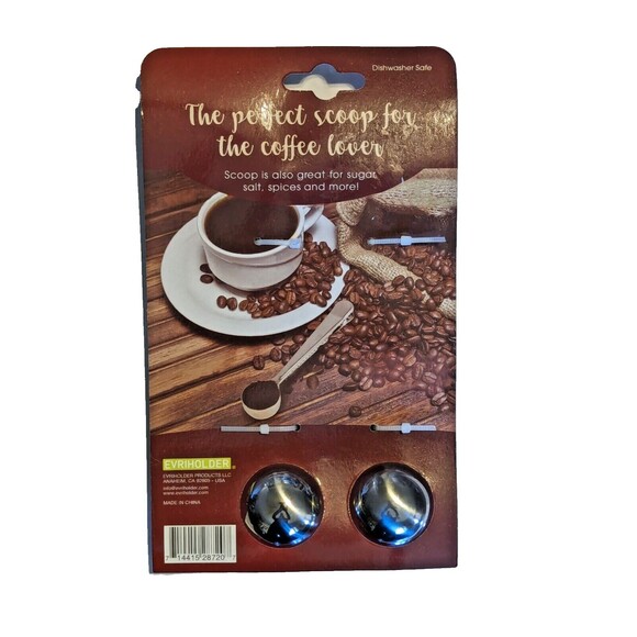 Coffee Scoop and Sealing Bag Clip 2-Pc Stainless Steel Silver Color Kitchen NEW - Picture 4 of 4